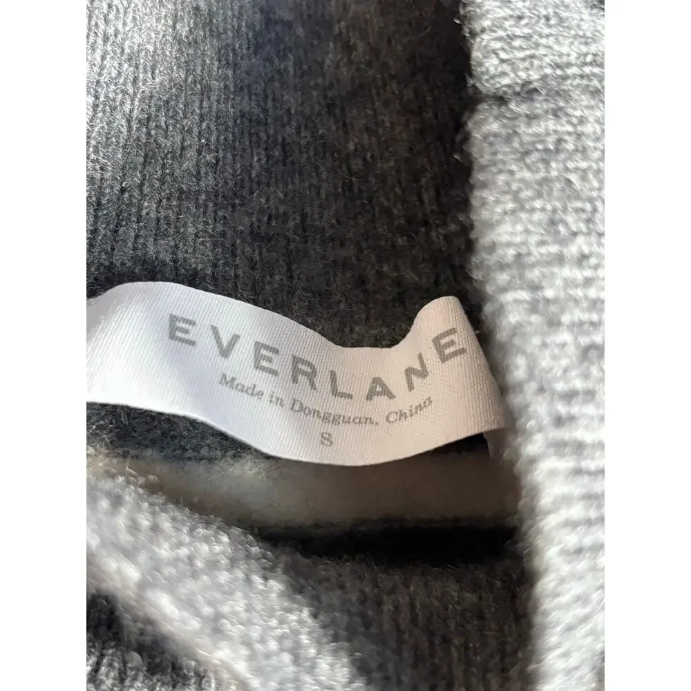 Everlane Striped Cashmere Mock Neck Sweater Gray White Small Cropped Knit
